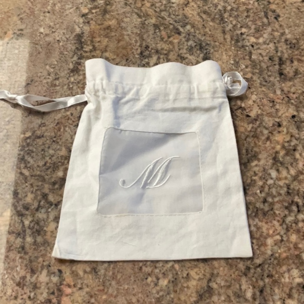 Linen Drawstring Handbag Dust Cover Bag Monogrammed with Letter M